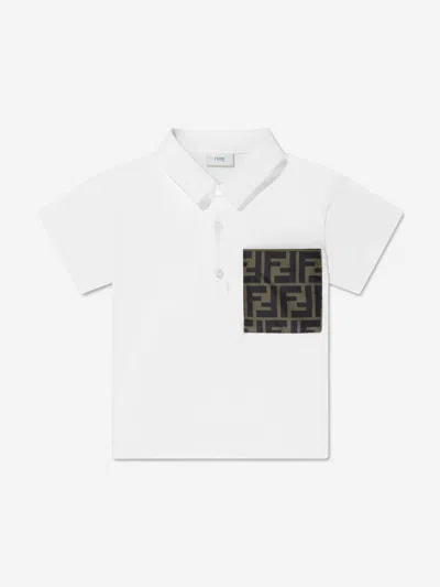 Fendi White Cotton Jersey Polo In White