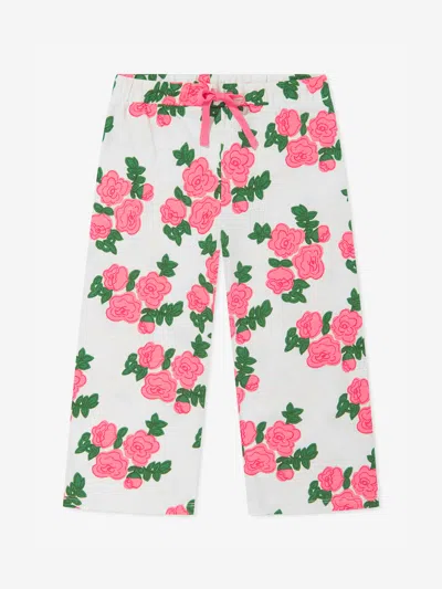 Shop Mini Rodini Girls Rose Print Trousers In Pink