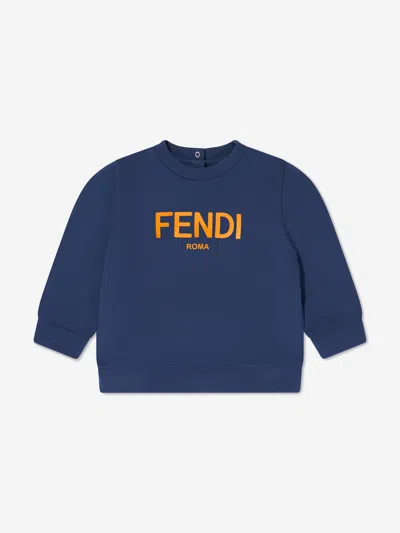 Shop Fendi Baby Logo Sweatshirt In Blue