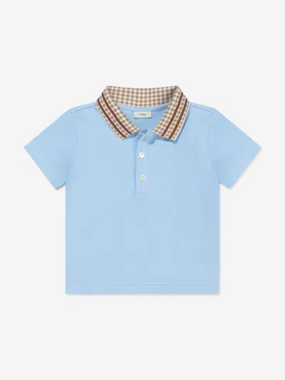 Shop Fendi Baby Boys Pique Polo Shirt In Blue
