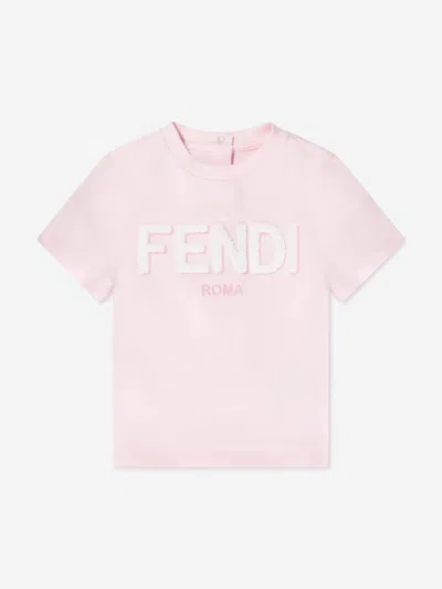 Shop Fendi Baby Girls Logo T-shirt In Pink