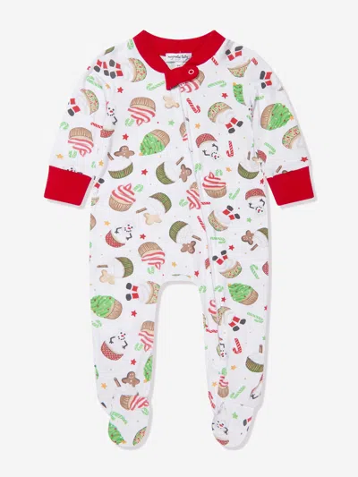 Shop Magnolia Baby Baby Festive Cupcakes Zipper Babygrow In Red