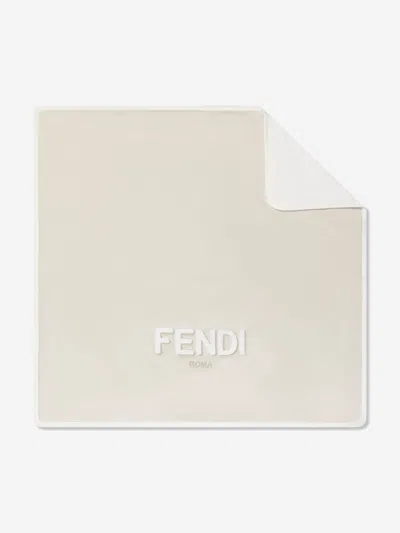 Shop Fendi Baby Logo Jersey Blanket In Beige