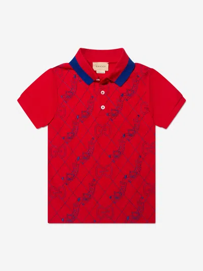 Shop Gucci Boys Logo Polo Shirt In Red