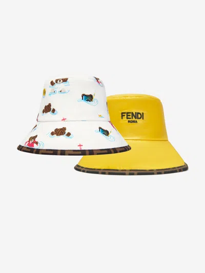 Shop Fendi Baby Reversible Bucket Hat In Multicoloured