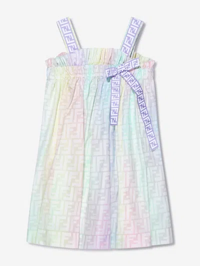 Shop Fendi Girls Sleeveless Metaverse Dress In Multicoloured