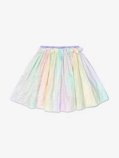 Shop Fendi Girls Ff Logo Metaverse Skirt In Multicoloured