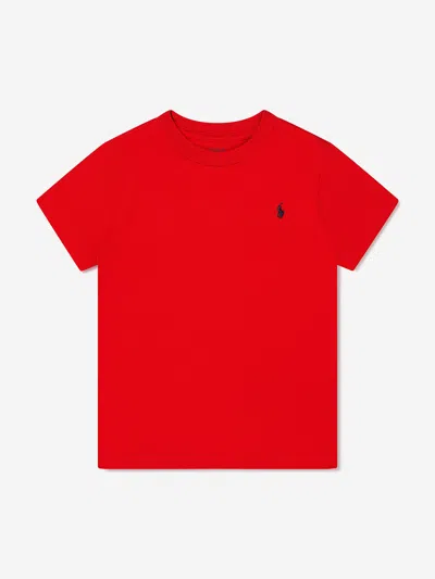 Shop Ralph Lauren Boys Short Sleeve Logo T-shirt Us Xl - Uk 16 Yrs Red