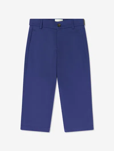 Shop Fendi Boys Gabardine Stretch Trousers In Blue