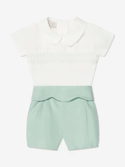 Shop Paz Rodriguez Baby Boys Linen Shorts Set In Multicoloured
