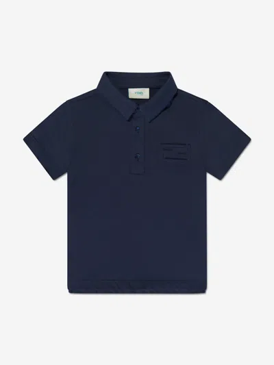 Shop Fendi Boys Branded Polo Shirt In Blue