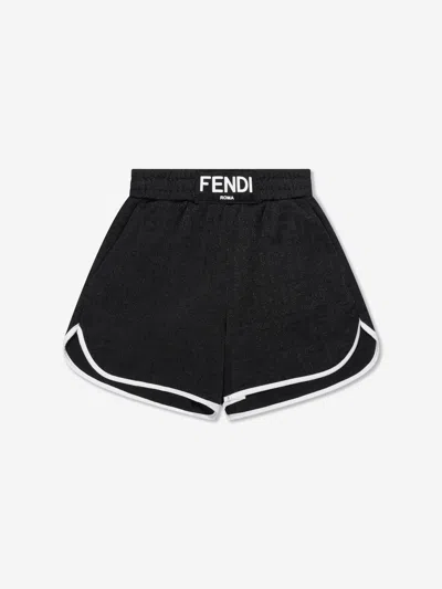 Shop Fendi Kids Active Ff Logo Shorts In Black