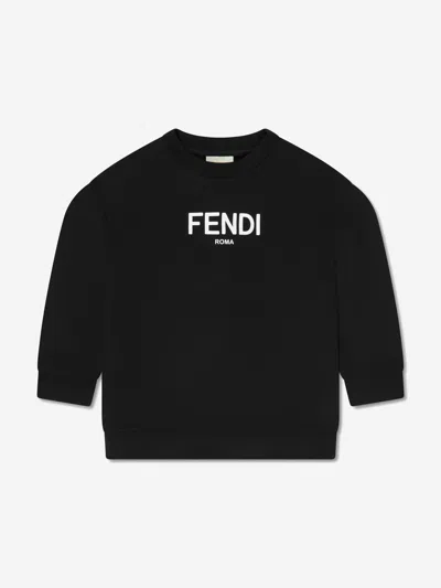 Shop Fendi Kids Logo Sweatshirt In Black