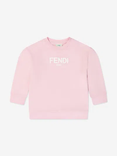 Shop Fendi Girls Logo Sweatshirt In Pink