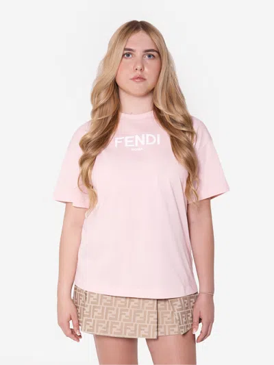 Shop Fendi Girls Logo T-shirt In Pink