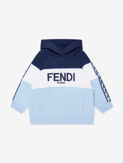 Shop Fendi Boys Logo Hoodie In Blue