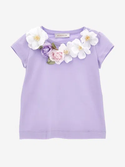 Shop Monnalisa Girls Floral T-shirt In Purple