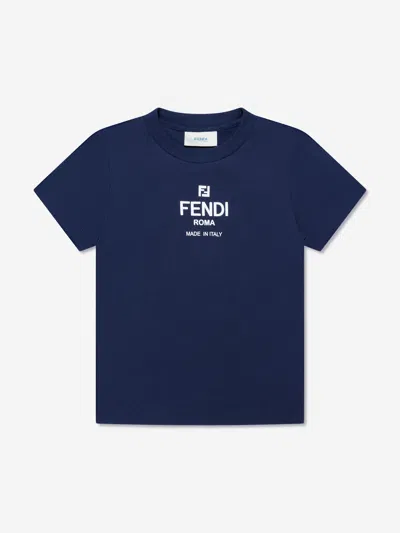 Shop Fendi Kids Logo T-shirt In Blue
