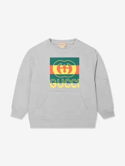 Shop Gucci Kids Logo Sweatshirt In Grey