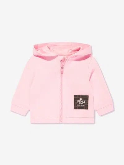Shop Fendi Baby Girls Logo Zip Up Top In Pink