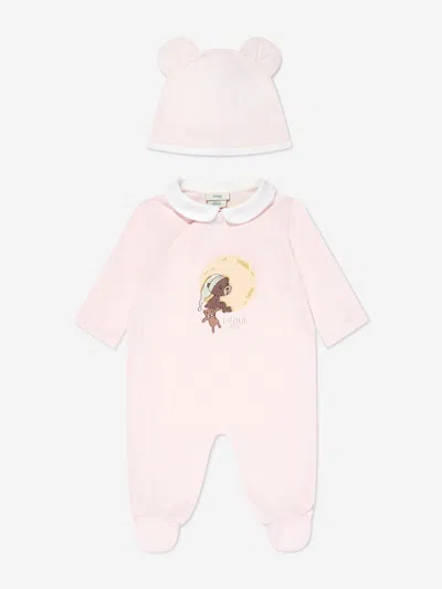 Shop Fendi Baby Girls Babygrow Gift Set In Pink