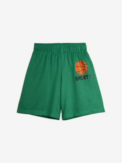 Shop Mini Rodini Boys Basket Mesh Shorts In Green