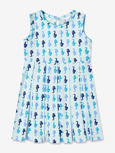 Shop Rachel Riley Girls Seahorse Dress In Blue