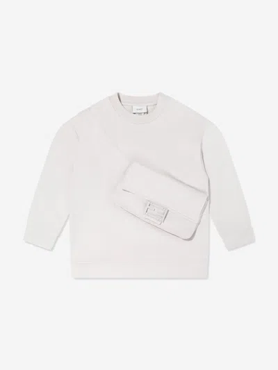 Shop Fendi Kids Baguette Pocket Sweatshirt 5 Yrs Ivory