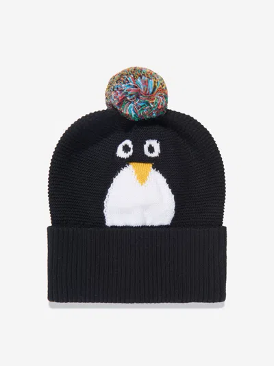 Shop Stella Mccartney Baby Penguin Bobble Hat In Black