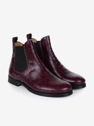 Shop Gallucci Crocodile Effect Leather Boots Eu 30 Uk 12 Red