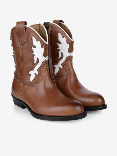 Shop Gallucci Leather Boots Eu 31 Uk 12.5 Brown