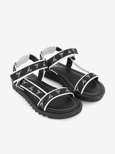 Shop Giuseppe Junior Logo Sandals Eu 19 Uk 3 Black