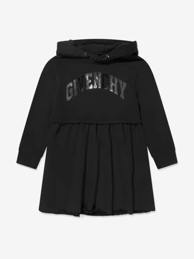 Shop Givenchy Girls Hooded Logo Dress In Black