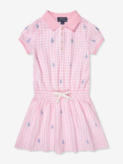 Shop Ralph Lauren Girls Gingham Polo Dress In Pink