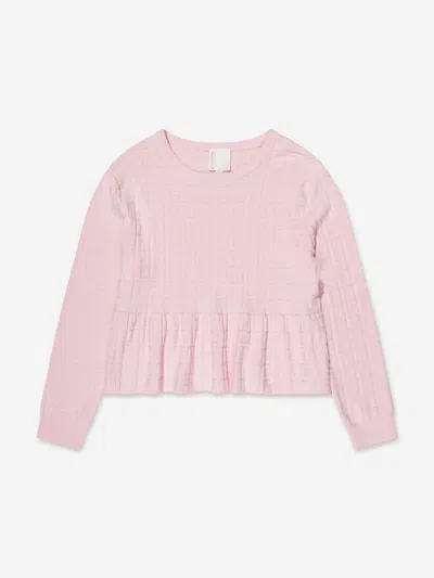 Shop Givenchy Girls Knitted Logo Sweater In Pink
