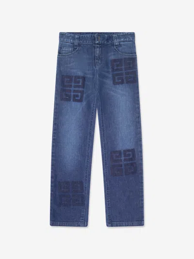 Shop Givenchy Boys 4g Logo Slim Fit Jeans In Blue