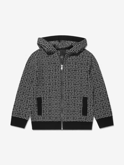 Shop Givenchy Boys Knitted 4g Zip Up Top In Black