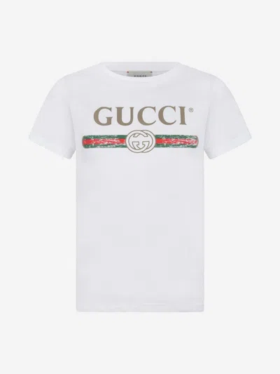 Shop Gucci Kids Logo Print T-shirt 5 Yrs White