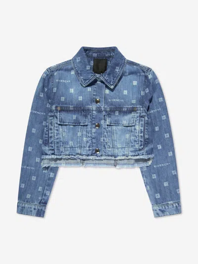 Shop Givenchy Girls 4g Logo Denim Jacket In Blue