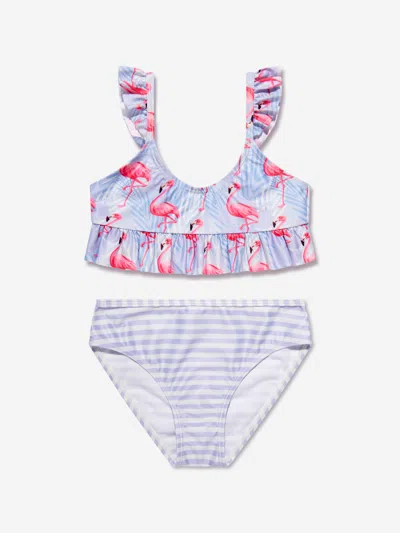 Shop Soli Swim Girls Flamingo Bikini (upf50+) In Purple