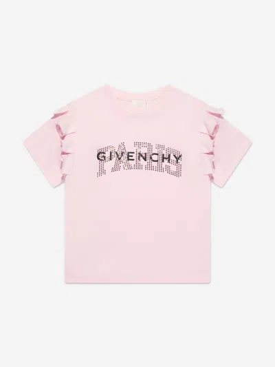 Shop Givenchy Girls Paris Logo Ruffle T-shirt In Pink