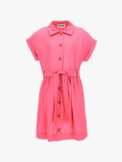 Shop Moschino Girls Logo Shirt Dress In Pink