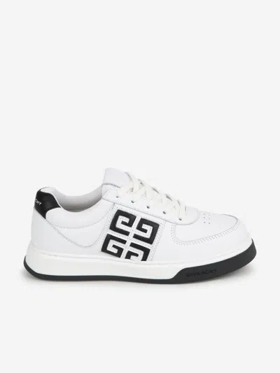 Shop Givenchy Boys Leather 4g Logo Trainers In White