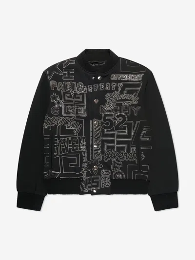 Shop Givenchy Boys Embroidered Bomber Jacket In Black
