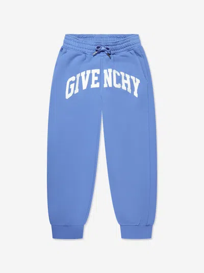 Shop Givenchy Boys Logo Joggers In Blue