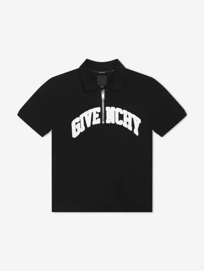 Shop Givenchy Boys Zip Front Polo Shirt In Black