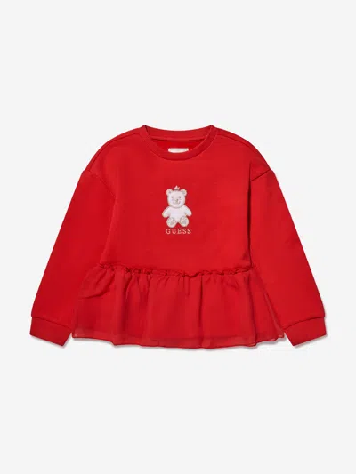 Shop Guess Girls Bear Sweatshirt In Red