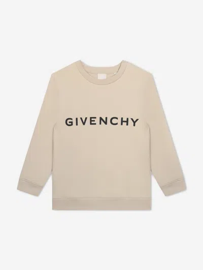 Shop Givenchy Boys Logo Print Sweatshirt In Beige