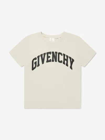 Shop Givenchy Boys Logo Print T-shirt In Beige