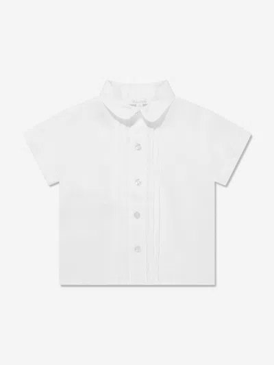 Shop Patachou Boys Short Sleeve Linen Shirt In White